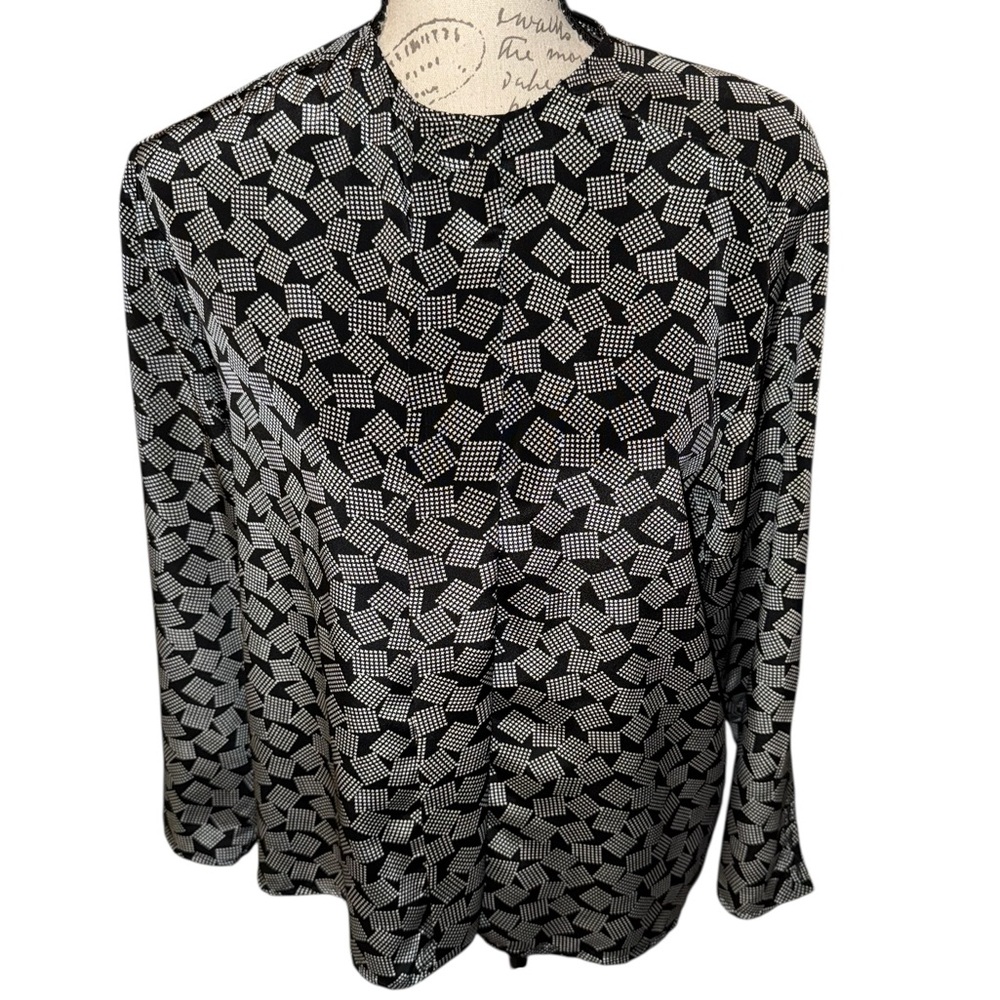 Oscar de la Renta Monochrome Geometric Blouse